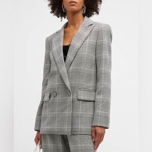 Alice + Olivia Arias Strong Shoulder Double Breasted Blazer